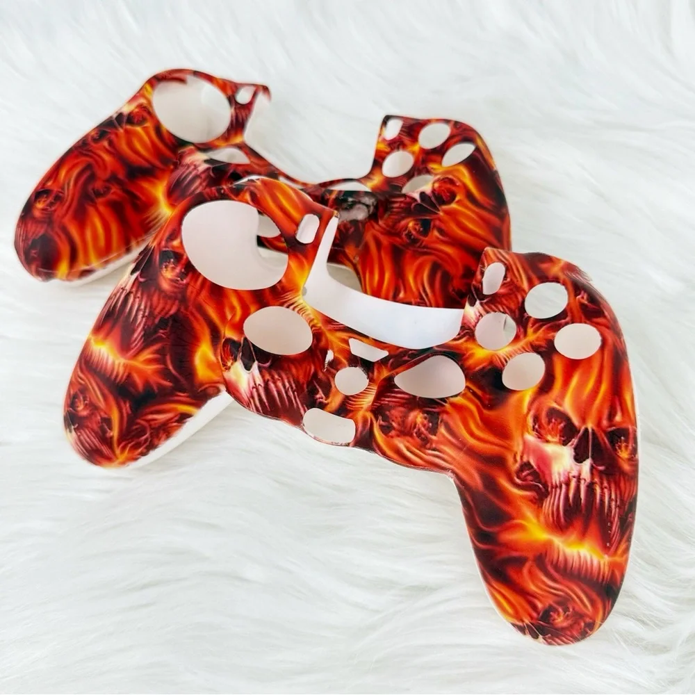 PS4 Controller Silicone Skins Bundle of 2 Red Skull